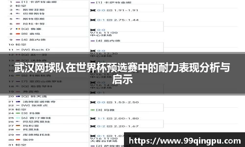 武汉网球队在世界杯预选赛中的耐力表现分析与启示